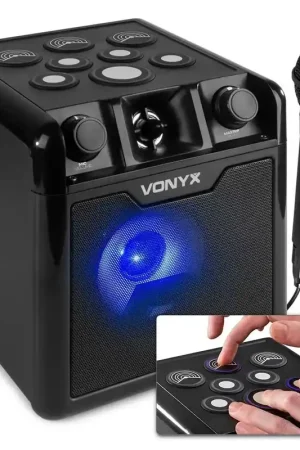 Vonyx SBS50B-DRUM - Ensemble Karaoké Lumineux avec Micro et Pads de Batterie - Très apprécié des clients