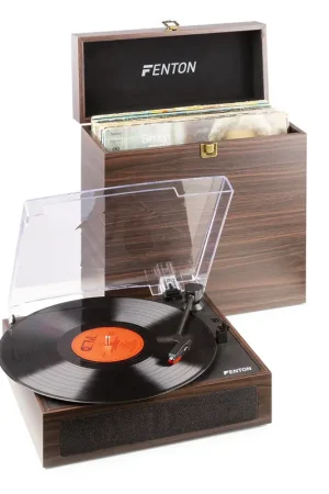 Fenton RP170D Platine Vinyle Bluetooth avec Valise de Rangement - Bois foncé | Très apprécié des clients