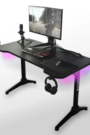 Vonyx DB20 - Bureau Gaming LED 120cm - Noir | Préféré des clients