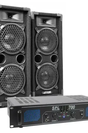 Offre à durée limitée | MAX Pack Complet - 2 Enceintes Disco 2x6 Pouces, Amplificateur et Câble Inclus, Puissance de 700W