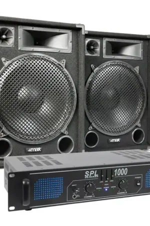 Skytec Max15 - Pack Enceintes 1000W avec Amplificateur - Offre du jour