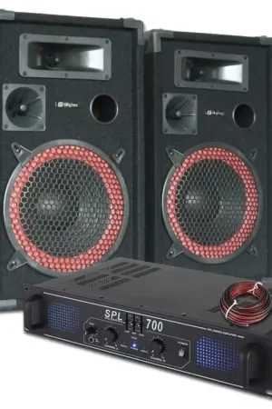 Promotion | SkyTec DJ PA Kit Complet Amplificateur et Haut-Parleur 700W