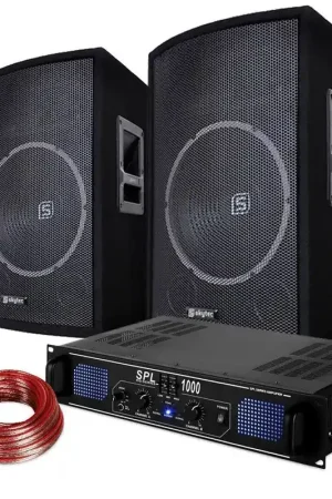 Recommandé - SkyTec DJ - 2 Enceintes 15 Pouces, Amplificateur et Câble Inclus, Puissance 1000W