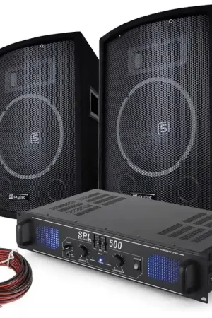 Paiement sécurisé - SkyTec DJ Disco - 2 Enceintes 10 Pouces, Amplificateur Professionnel et Câble, Puissance de 500W
