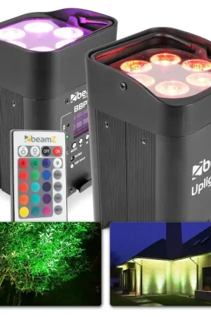 Stock limité - BeamZ BBP96 - Lot de 2 Projecteurs PAR LED sur Batterie Longue Durée RGBAW-UV DMX - 72 Watts
