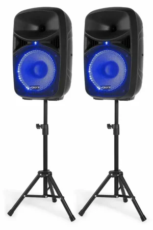 Direct usine - Vonyx VPS102A - Set d'Enceintes, 600 Watts, 10”, Bluetooth, avec Télécommande