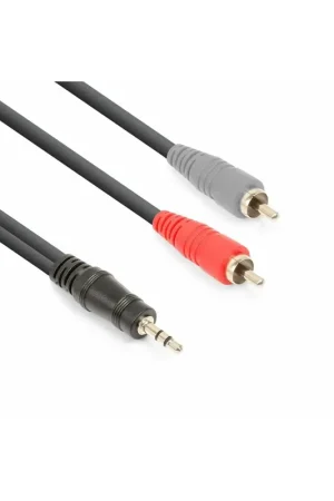 Stock presque épuisé - Vonyx Câble Audio Cordon Jack 3,5 Stéréo/2x RCA Mâle - 1,5m
