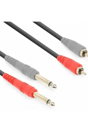 Vonyx Câble Audio Cordon 2x Jack 6,35 Mono/2x RCA Mâle - 1,5m - Prix exceptionnel