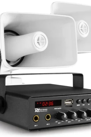 Qualité professionnelle | Power Dynamics - Système de Sonorisation 12V 30W avec Microphone - Kit Haut-Parleurs pour Véhicule Glacier, Food Truck, Vente Ambulante