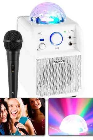 Achetez maintenant | Vonyx SBS50W Enceinte Karaoké avec Microphone - Blanche