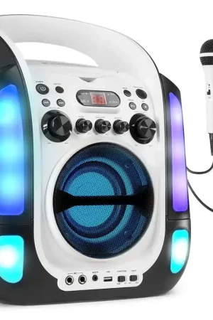 Fenton SBS30W - Enceinte Karaoké Bluetooth Portable avec 2 Microphones - Blanc - Prix cassé