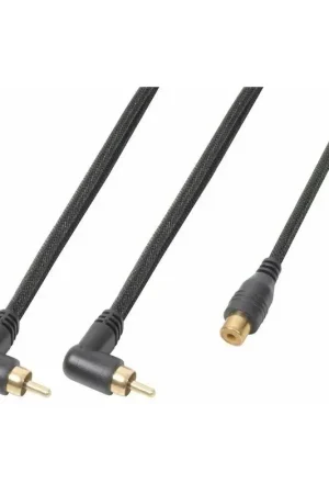 Promo exceptionnelle - PD Connex Câble Audio Cordon 2x RCA Mâle Coudé/1x RCA Femelle - 0,3m - Idéal pour Relier votre Ordinateur Portable, votre TV, Tablette, Smartphone…