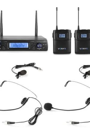 Vonyx WM62B - Microphones sans Fil UHF, 16 canaux - Dernière chance