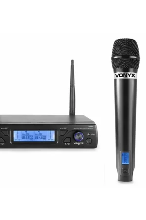 Vonyx WM62 - 2x Microphones sans Fil UHF avec Récepteur 16 canaux | Ajoutez au panier