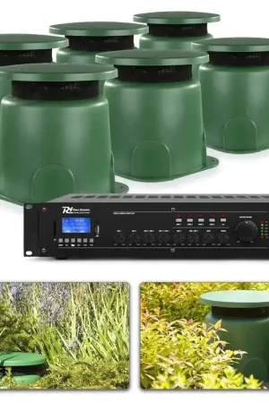 Power Dynamics - Sonorisation Extérieure - Système 100V 6 enceintes résistantes IP45, amplificateur | Bluetooth & câbles inclus - Très bien noté