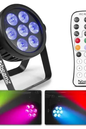 BeamZ Professional BAC500 LED - Projecteur PAR, 7x LED RGBA-UV-CW/WW, Boitier Aluminium avec Télécommande | Excellente qualité
