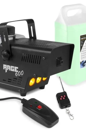 Tout juste ajouté | BeamZ RAGE600LED - Pack Machine à Fumée LEDs avec 5L de Liquide Densité Standard - 600 Watts