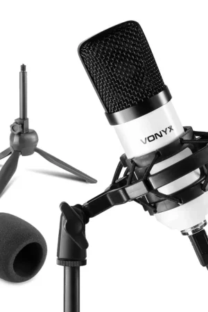Best-seller | Vonyx CM300W - Microphone Streaming Live avec Trépied - Blanc