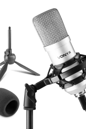 Nouveau chez nous - Vonyx CM300S - Microphone Streaming avec Trépied - Titane