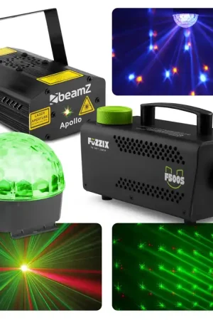 Kit Complet Disco Lumière et Laser Beamz (avec Jelly Ball, Laser et Machine à Fumée) | Paiement sécurisé