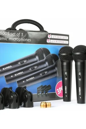 Vonyx VX1800S - Set Microphones Dynamiques 3 Pièces - Expédition immédiate