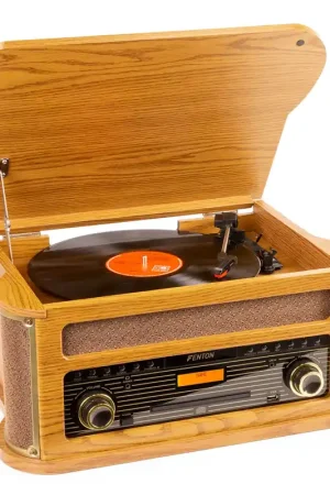 2nde Vie - Fenton Memphis Platine Vinyle Bluetooth avec Radio Dab - Bois Clair - Derniers jours