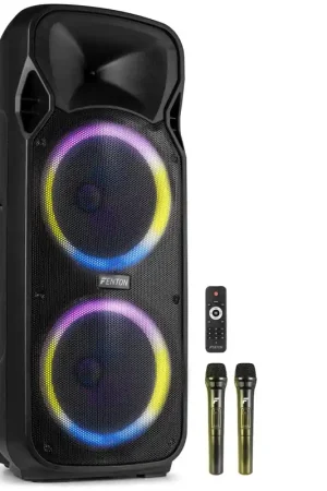 Fenton FT212LED MK2 - Enceinte Soirée Bluetooth LEDs avec Batterie - 1400 Watts, Micro UHF | Vente flash