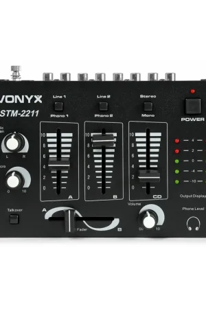 Cette semaine uniquement | Vonyx STM-2211B - Table de Mixage 4 Canaux, 3 Canaux Mono/Stéréo Commutables