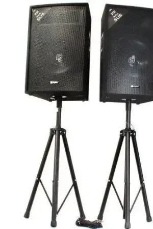 Vonyx Pack Sono - 2x Enceintes 800W, Woofer de 15 Pouces, Set de Pieds d'Enceintes et Sacoche | Très apprécié des clients