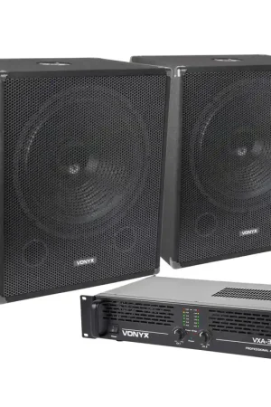 Prix malin | Vonyx 2000W - Kit Sono DJ - Subwoofer avec Amplificateur et Câbles